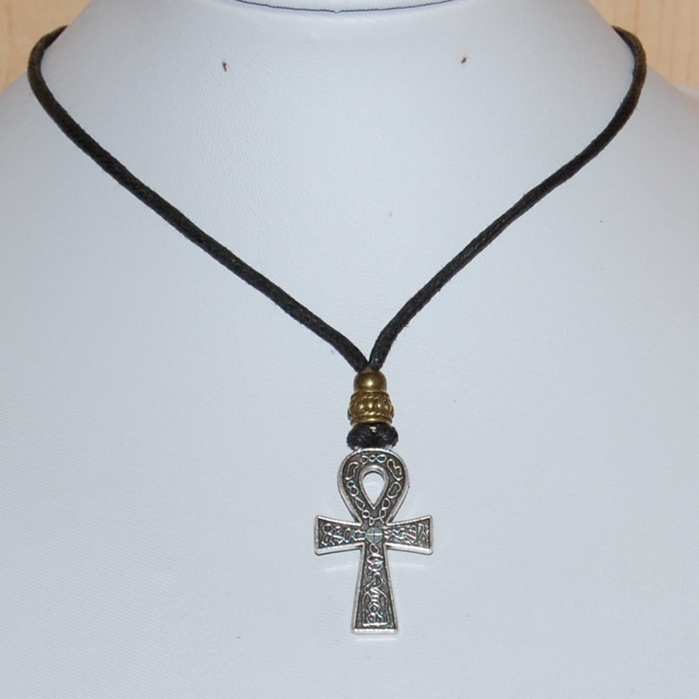 Ankh Cross Necklace,Ankh Cross Cord Necklace,Choker Necklace,Men's Neckl…